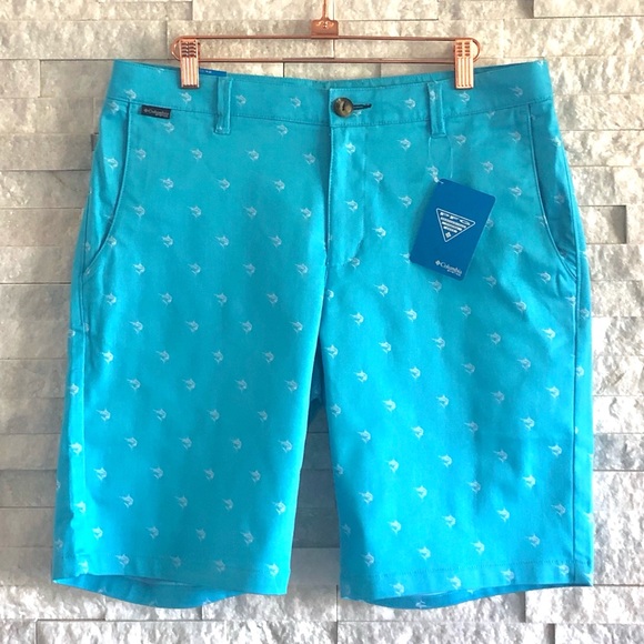 Men’s Columbia Blue Performance PFG Shorts - Picture 1 of 8